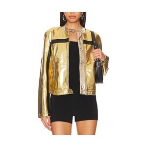 Free People Metallic Gold Fast Lane Jacket Size S